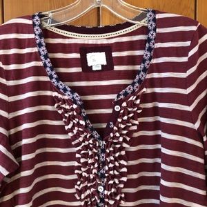 Ruffled Anthropologie long-sleeve top